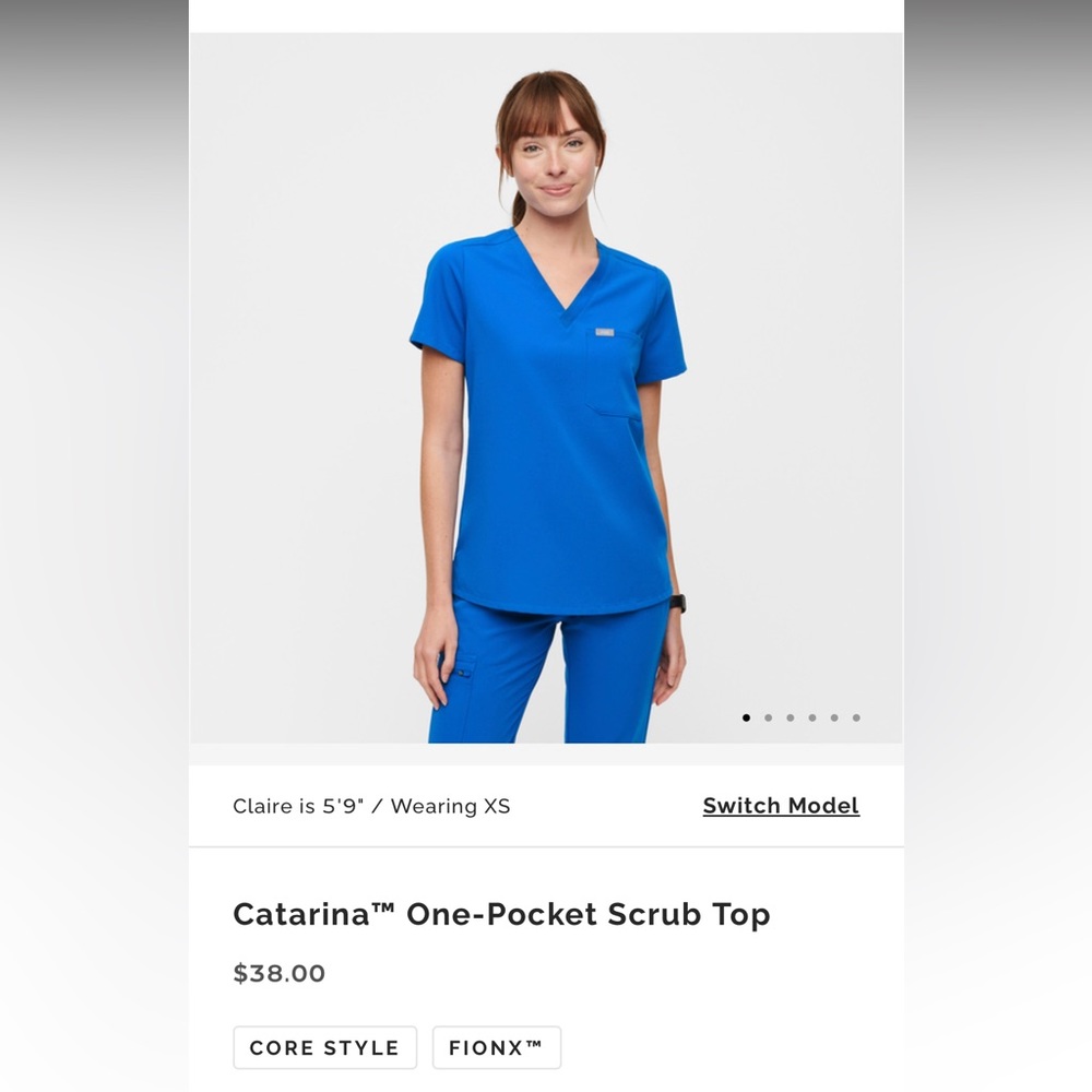 FIGS Catarina™ One-Pocket Scrub Top in Royal Blue, Small